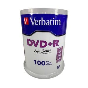 Verbatim DVD+R Life Series 100 Pack Blank Media 4.7GB 16x Recordable Discs